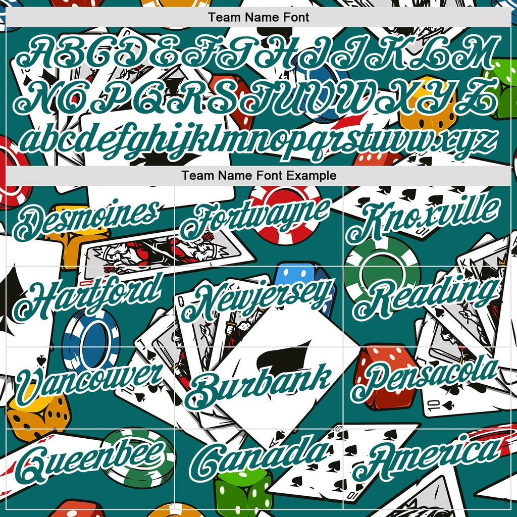 Custom Teal White 3D Poker Performance Polo Shirt photo 3
