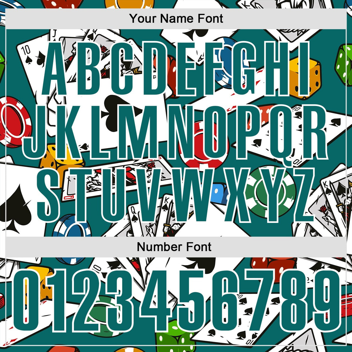 Custom Teal White 3D Poker Performance Polo Shirt photo 4