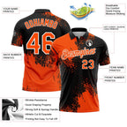 Custom Orange Black-White 3D Pattern Design Abstract Brush Stroke Performance Polo Shirt photo 3