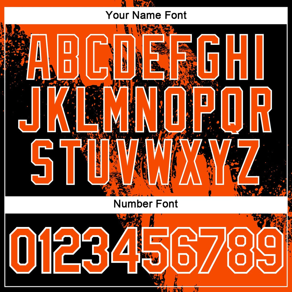 Custom Orange Black-White 3D Pattern Design Abstract Brush Stroke Performance Polo Shirt photo 5