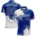 Custom White Royal 3D Pattern Design Abstract Brush Stroke Performance Polo Shirt photo 1