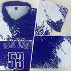 Custom White Royal 3D Pattern Design Abstract Brush Stroke Performance Polo Shirt photo 2