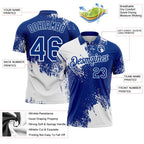 Custom White Royal 3D Pattern Design Abstract Brush Stroke Performance Polo Shirt photo 4