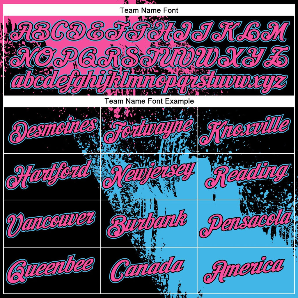 Custom Pink Black-Sky Blue 3D Pattern Design Abstract Brush Stroke Performance Polo Shirt photo 4