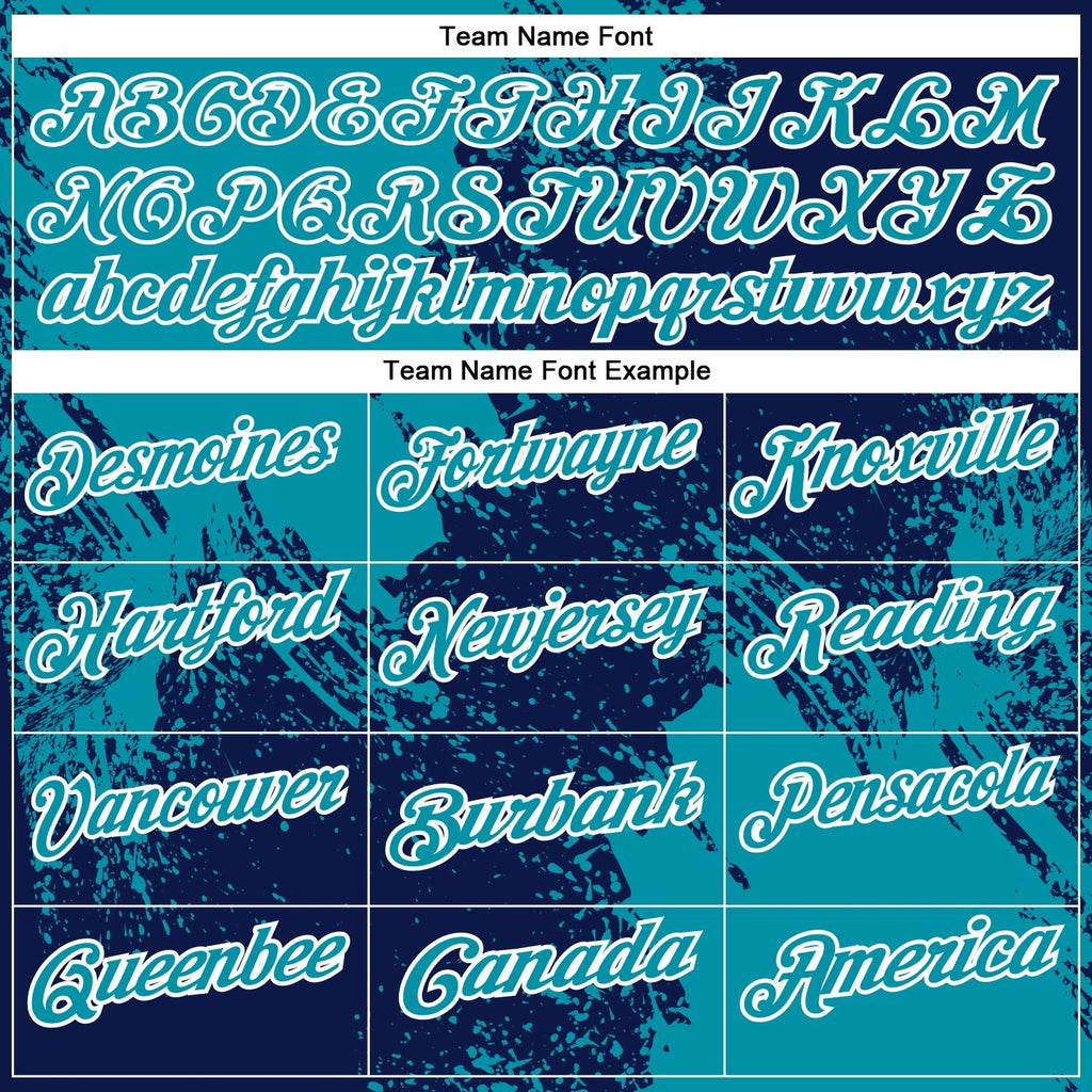 Custom Teal Navy-White 3D Pattern Design Abstract Brush Stroke Performance Polo Shirt photo 3