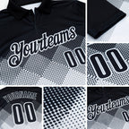 Custom Black White 3D Gradient Square Shape Performance Polo Shirt detail