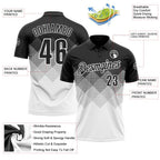 Custom Black White 3D Gradient Square Shape Performance Polo Shirt photo 3