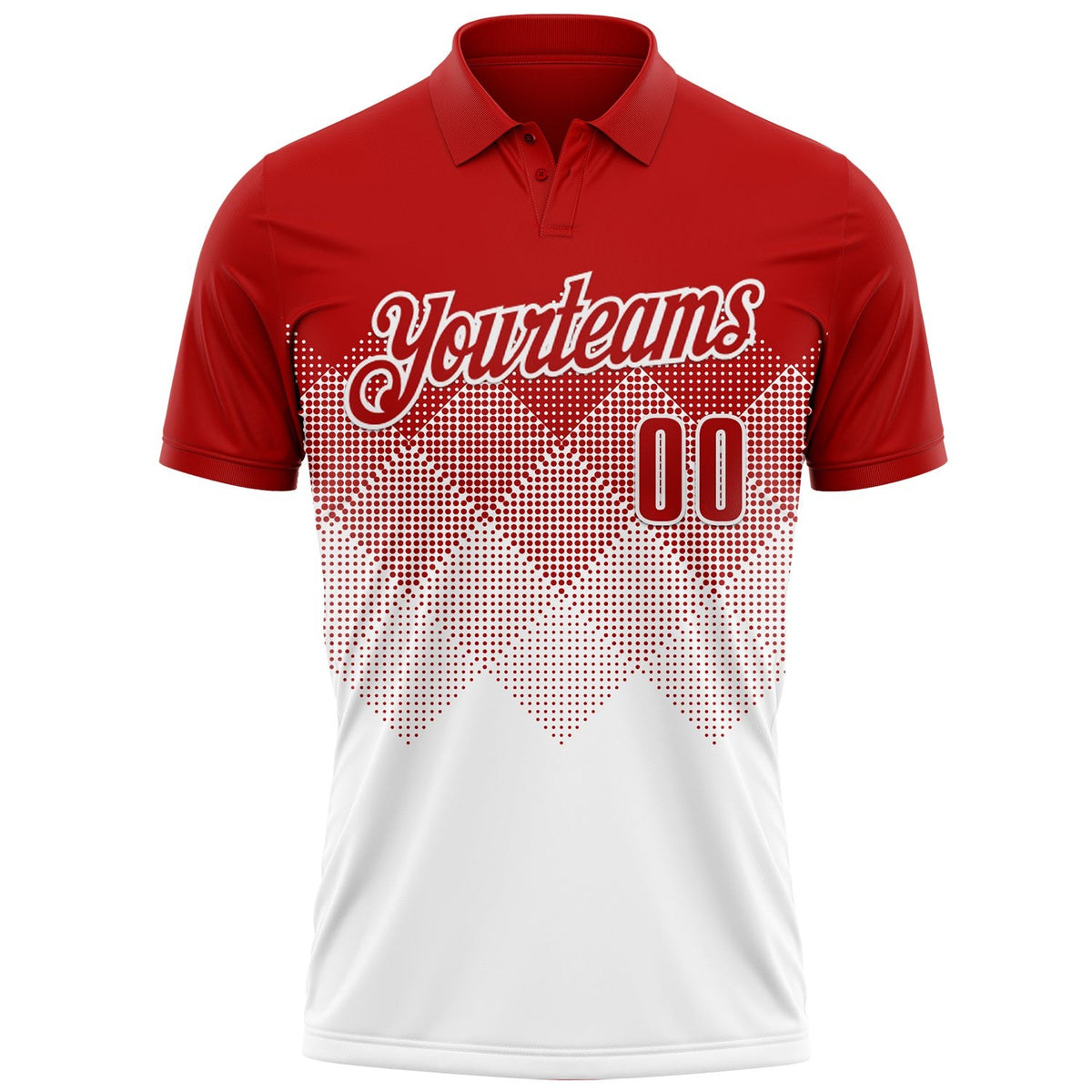 Custom Red White 3D Gradient Square Shape Performance Polo Shirt photo 2