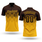 Custom Brown Gold 3D Gradient Square Shape Performance Polo Shirt