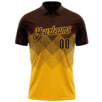 Custom Brown Gold 3D Gradient Square Shape Performance Polo Shirt photo 2