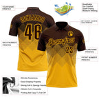 Custom Brown Gold 3D Gradient Square Shape Performance Polo Shirt photo 3