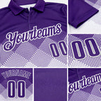 Custom Purple White 3D Gradient Square Shape Performance Polo Shirt detail