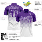 Custom Purple White 3D Gradient Square Shape Performance Polo Shirt photo 3