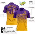 Custom Purple Gold 3D Gradient Square Shape Performance Polo Shirt photo 3