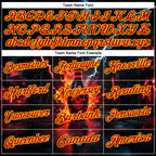 Custom Black Red-Yellow 3D Flame Lightning Skull Bowling Performance Polo Shirt photo 3