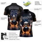 Custom Navy Vegas Gold 3D Flame Leopard Print Skull Bowling Performance Polo Shirt photo 3
