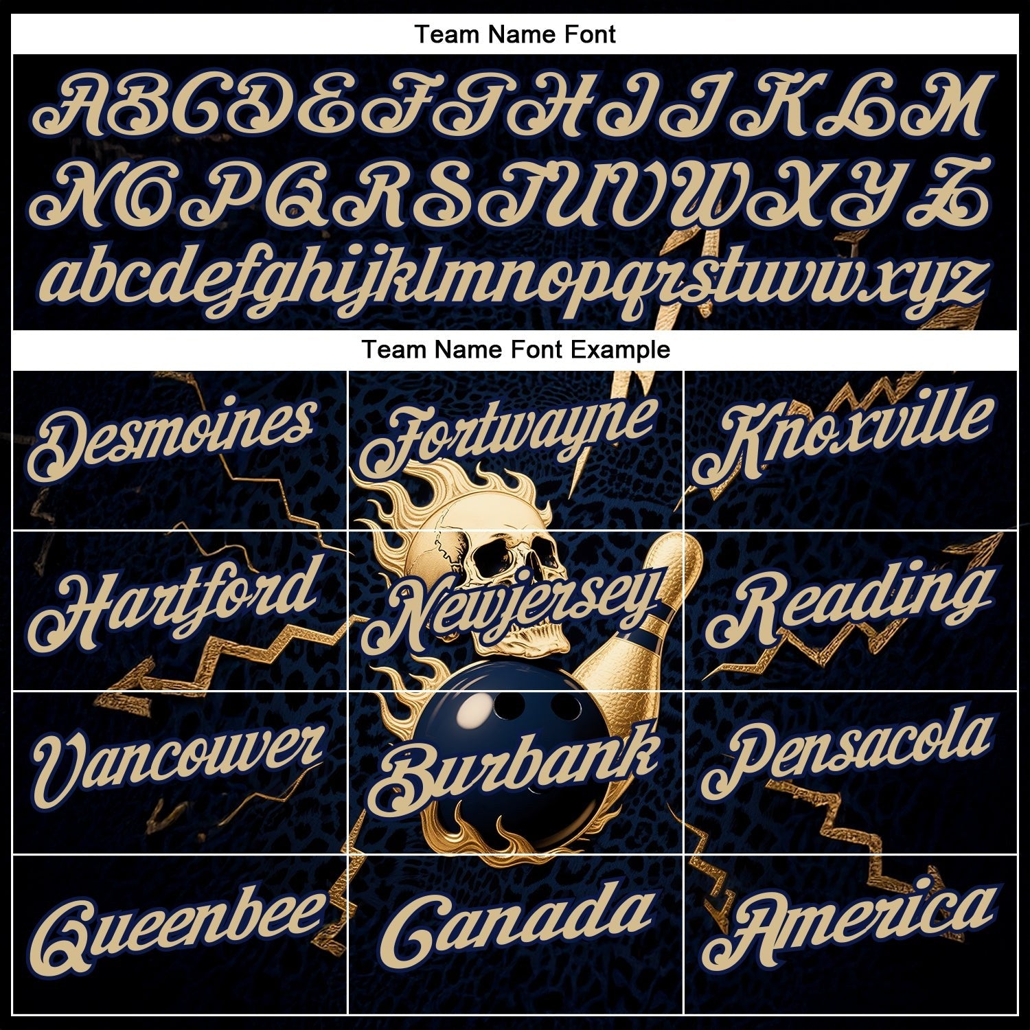 Custom Navy Vegas Gold 3D Metal Skull Bowling Performance Polo Shirt photo 4