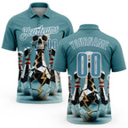 Custom Shadow Blue White 3D Shattered Mirror Skull Bowling Performance Polo Shirt
