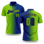 Custom Royal Neon Green-Black 3D Gradient Fashion Performance Polo Shirt