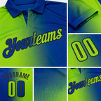 Custom Royal Neon Green-Black 3D Gradient Fashion Performance Polo Shirt detail