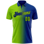 Custom Royal Neon Green-Black 3D Gradient Fashion Performance Polo Shirt photo 2