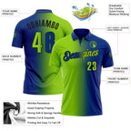 Custom Royal Neon Green-Black 3D Gradient Fashion Performance Polo Shirt photo 3