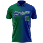 Custom Royal Kelly Green-Gray 3D Gradient Fashion Performance Polo Shirt photo 2