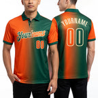 Custom Green Orange-Cream 3D Gradient Fashion Performance Polo Shirt worn front and back