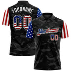 Custom Camo USA Flag Black-White Stars & Stripes Two Tone Salute To Service Patriotic Performance Polo Shirt photo 1