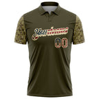 Custom Olive Vintage USA Flag-Cream Digital Camo Two Tone Patriotic Performance Polo Shirt photo 2