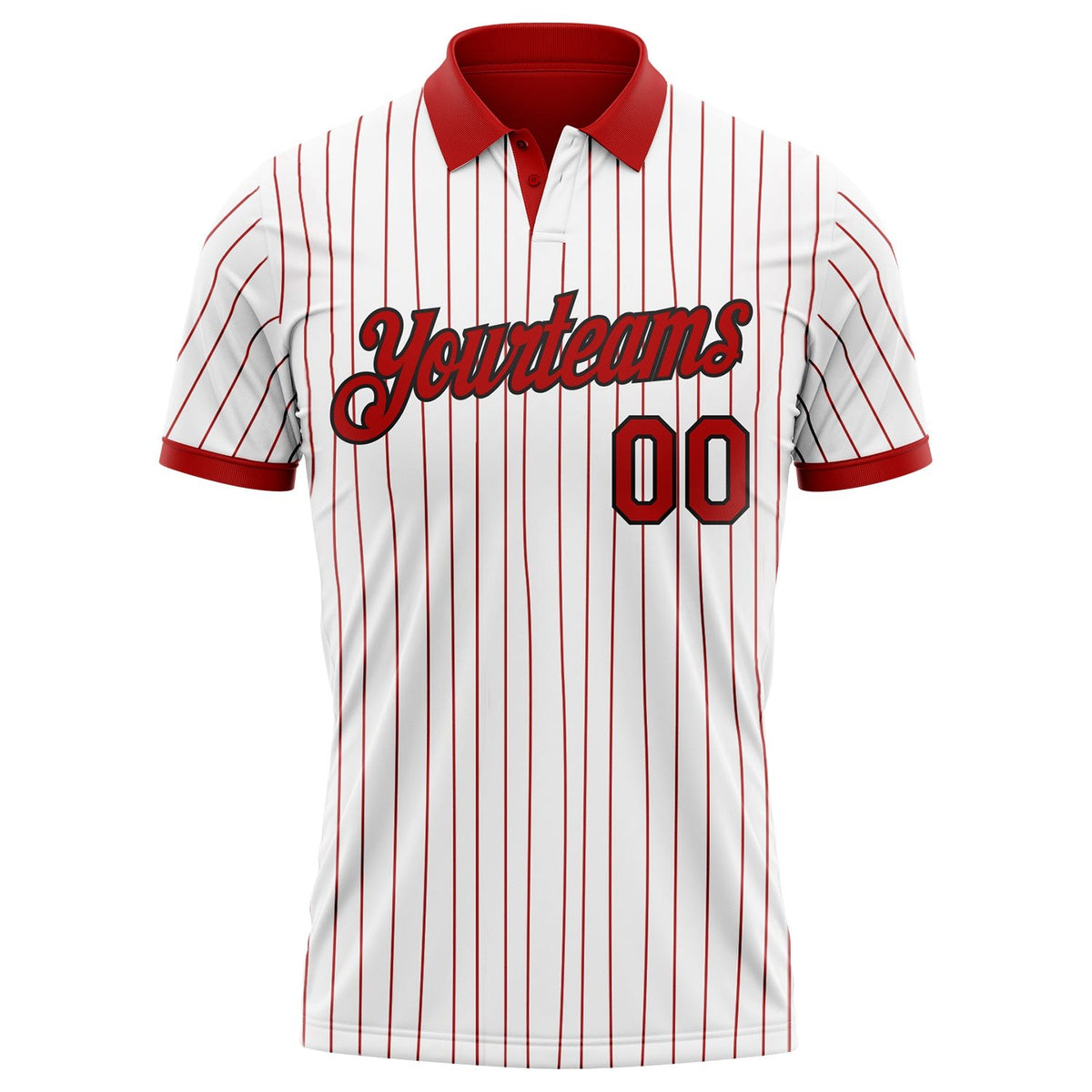 Custom White Red Pinstripe-Black Performance Polo Shirt photo 2