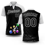 Custom Black-White Billiard Balls Performance Polo Shirt