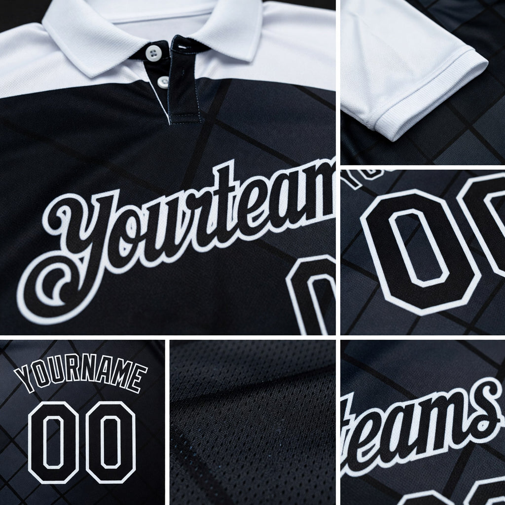 Custom Black-White Billiard Balls Performance Polo Shirt detail