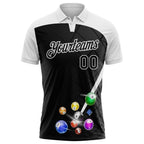 Custom Black-White Billiard Balls Performance Polo Shirt photo 2
