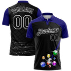 Custom Black Purple-White Billiard Balls Performance Polo Shirt photo 1
