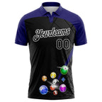 Custom Black Purple-White Billiard Balls Performance Polo Shirt photo 2