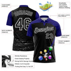 Custom Black Purple-White Billiard Balls Performance Polo Shirt photo 3