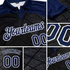Custom Black Navy-White Billiard Balls Performance Polo Shirt detail