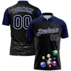 Custom Black Navy-White Billiard Balls Performance Polo Shirt photo 1