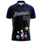Custom Black Navy-White Billiard Balls Performance Polo Shirt photo 2