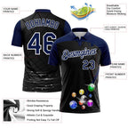 Custom Black Navy-White Billiard Balls Performance Polo Shirt photo 3