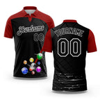Custom Black Red-White Billiard Balls Performance Polo Shirt