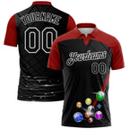 Custom Black Red-White Billiard Balls Performance Polo Shirt photo 1