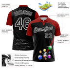 Custom Black Red-White Billiard Balls Performance Polo Shirt photo 3