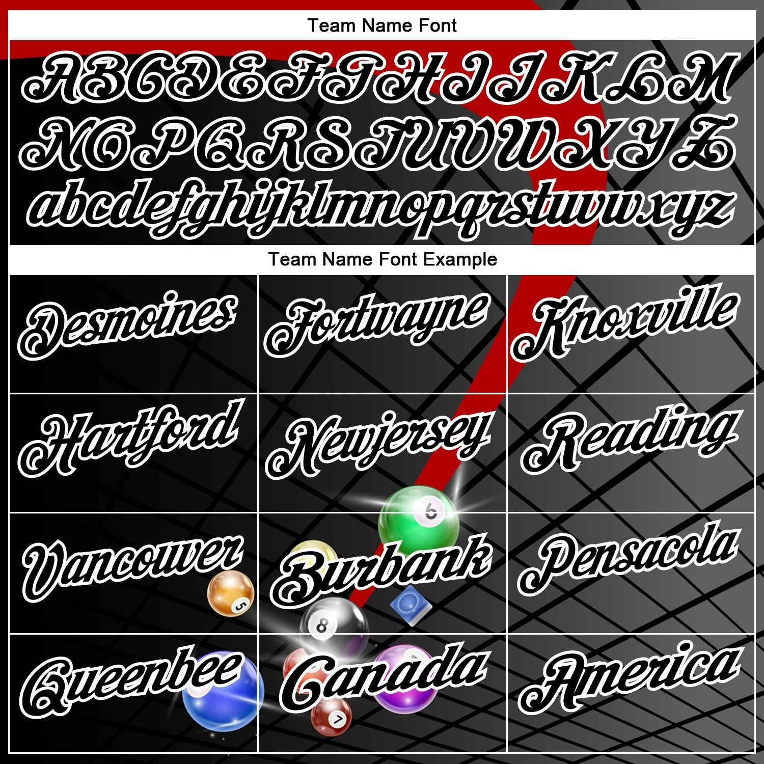 Custom Black Red-White Billiard Balls Performance Polo Shirt photo 4