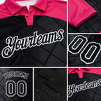 Custom Black Pink-White Billiard Balls Performance Polo Shirt detail