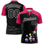 Custom Black Pink-White Billiard Balls Performance Polo Shirt photo 1