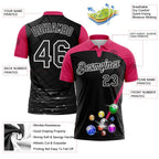 Custom Black Pink-White Billiard Balls Performance Polo Shirt photo 3