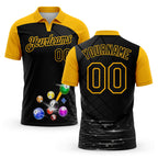 Custom Black-Gold Billiard Balls Performance Polo Shirt