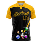Custom Black-Gold Billiard Balls Performance Polo Shirt photo 2